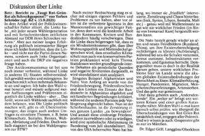 Butzbacher Zeitung Leserbrief über Linke